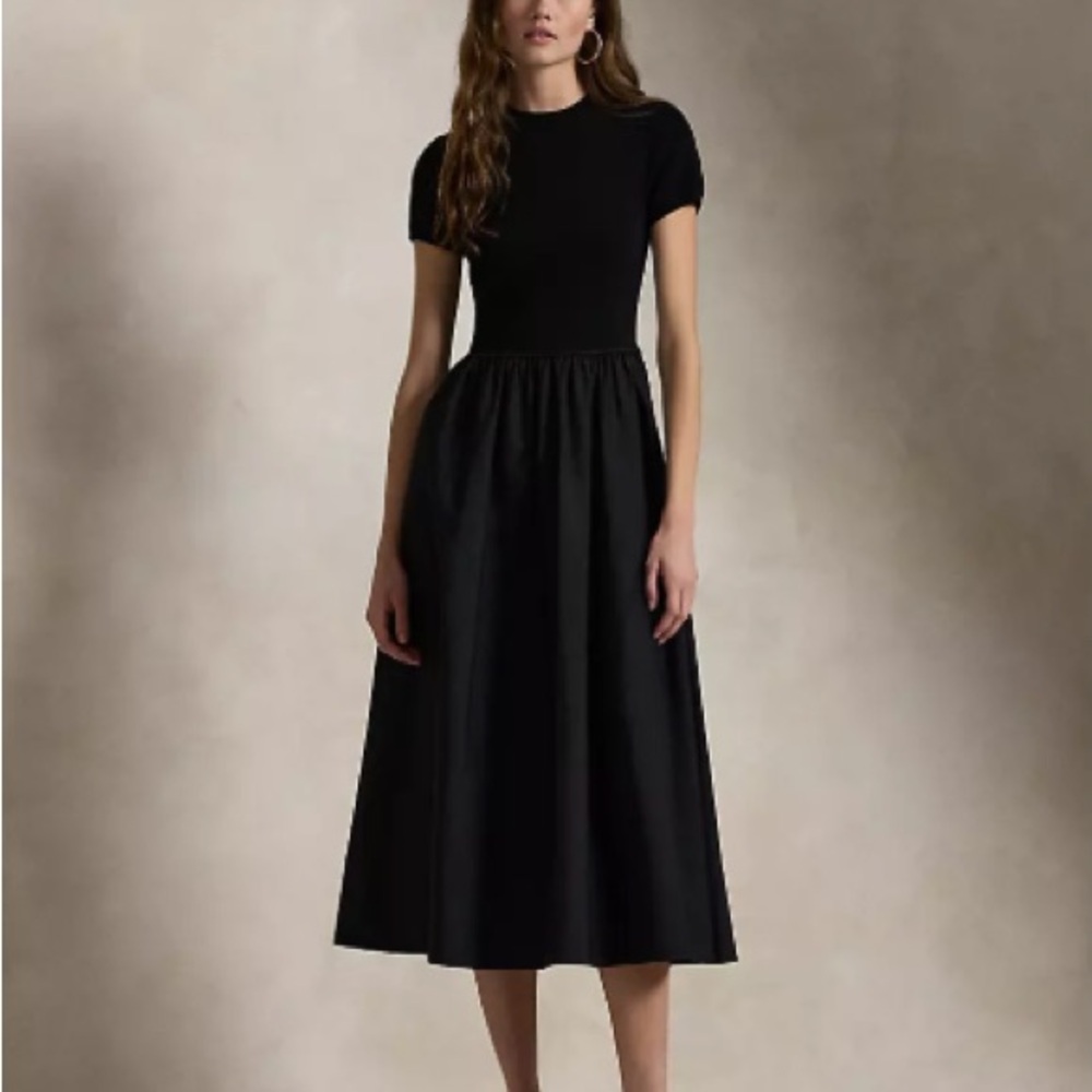 NWT Polo Ralph Lauren Black Midi Dress (small)
